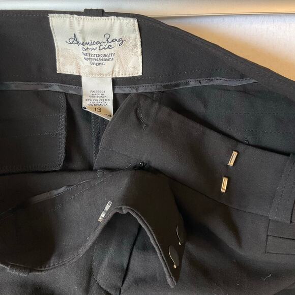 American Rag Cie Women Formal Pants size 13 Flared Wide Leg Rayon Mix Black NWT - Picture 9 of 11